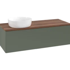 V&b antao servantskap 1 skuff glatt 1200x360x500 venstre u/kranhull grønn/valnøtt