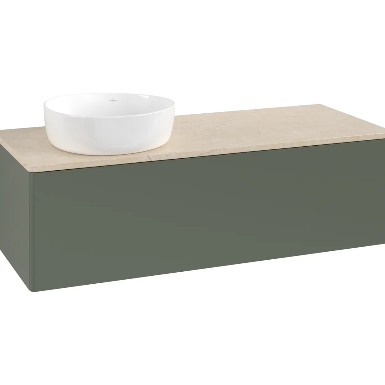 V&b antao servantskap 1 skuff glatt 1200x360x500 venstre u/kranhull grønn/créme