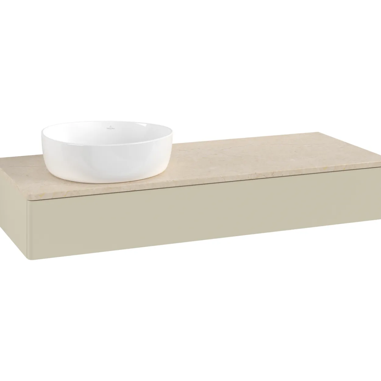 V&b antao servantskap 1 skuff glatt 1200x190x500 venstre u/kranhull m/lys silkegrå/créme
