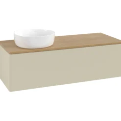 V&b antao servantskap 1 skuff glatt 1200x360x500 venstre u/kranhull silkegrå/eik