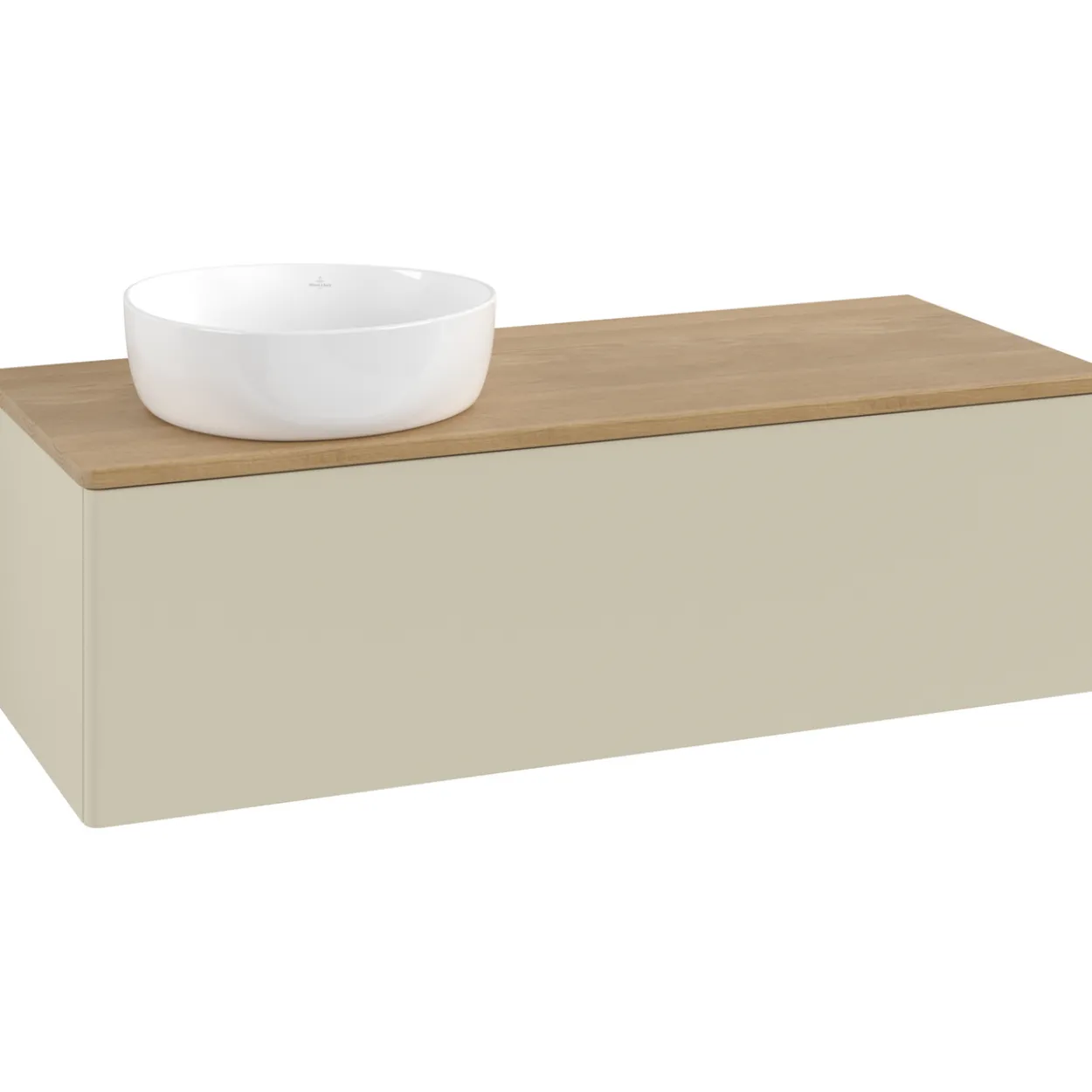 V&b antao servantskap 1 skuff glatt 1200x360x500 venstre u/kranhull silkegrå/eik