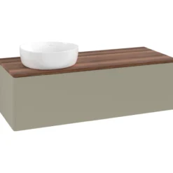 V&b antao servantskap 1 skuff glatt 1200x360x500 venstre u/kranhull stengrå/valnøtt
