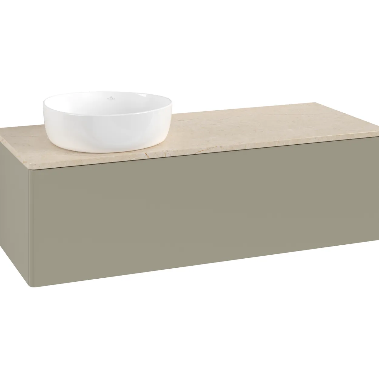 V&b antao servantskap 1 skuff glatt 1200x360x500 venstre u/kranhull stengrå/créme