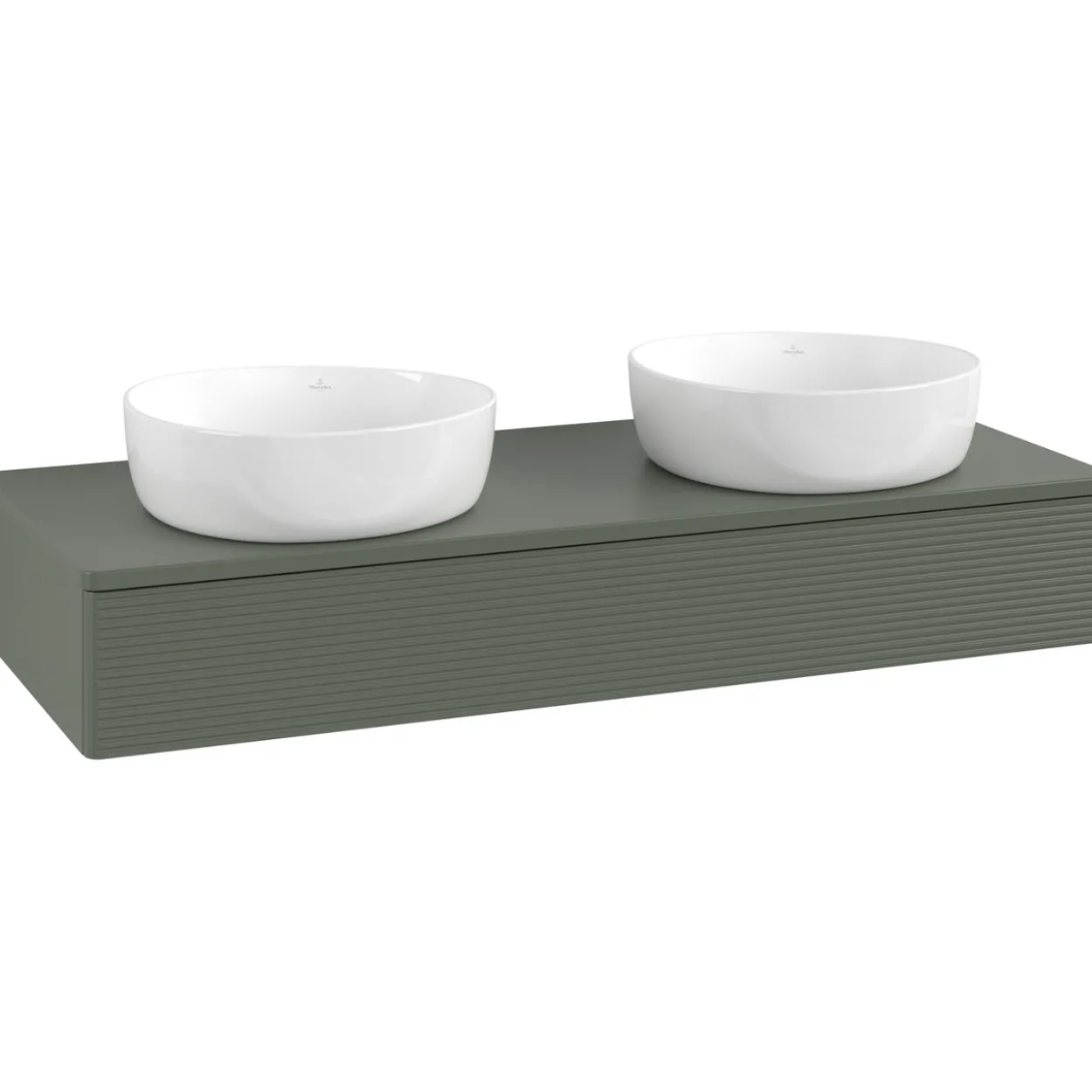 V&b antao servantskap 1 skuff rillet 1200x190x500 for 2 serv. m/kranhull grønn