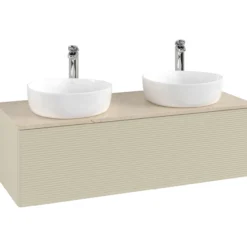 V&b antao servantskap 1 skuff rillet 1200x360x500 for 2 serv. m/kranhull silkegrå/créme