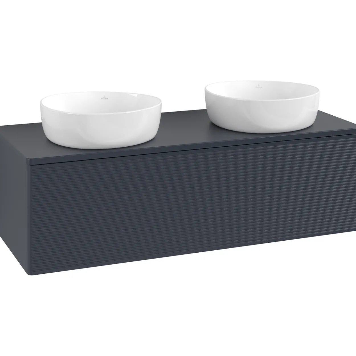 V&b antao servantskap 1 skuff rillet 1200x360x500 for 2 serv. u/kranhull blå