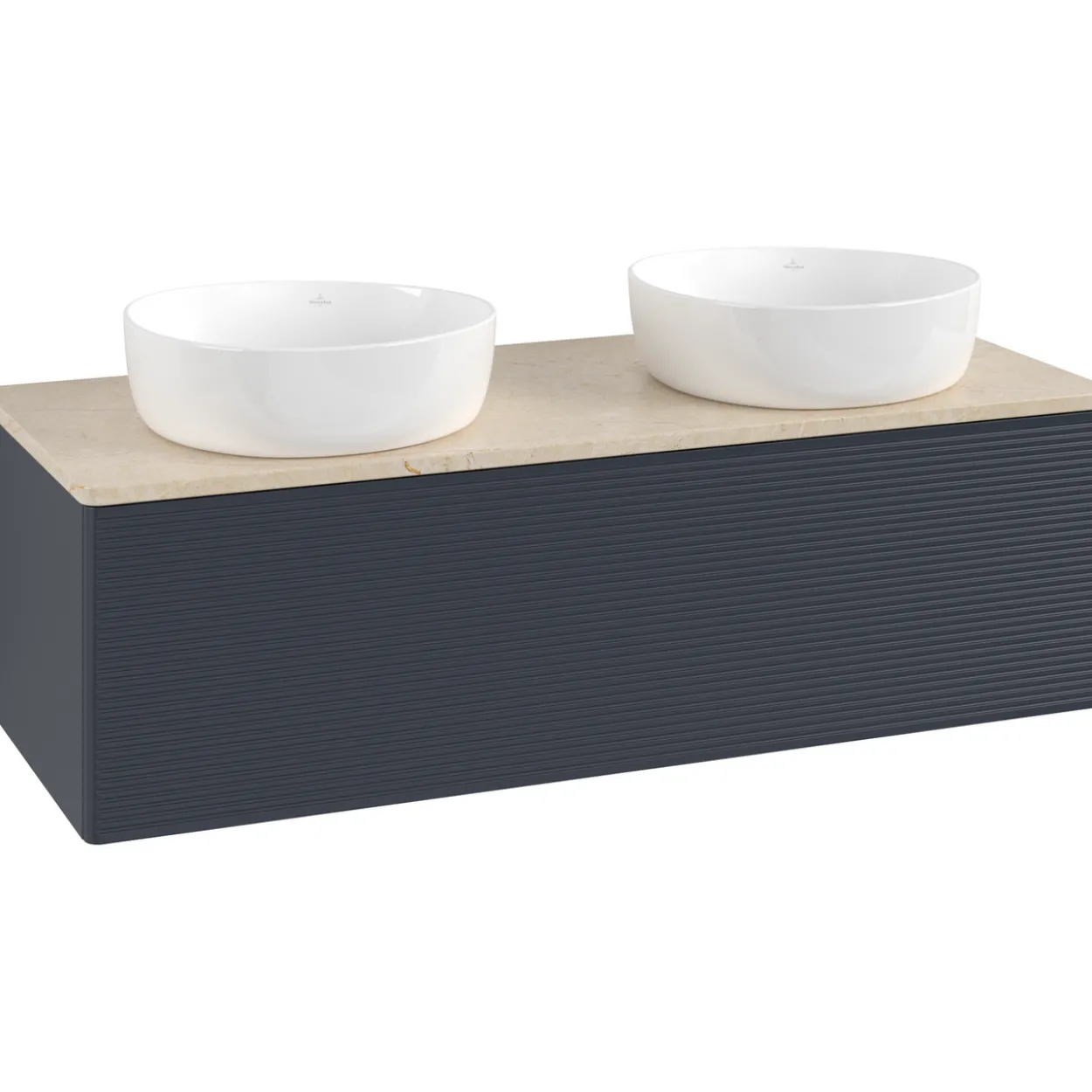V&b antao servantskap 1 skuff rillet 1200x360x500 for 2 serv. u/kranhull blå/créme