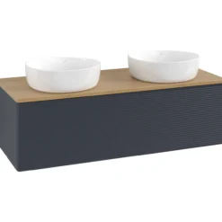 V&b antao servantskap 1 skuff rillet 1200x360x500 for 2 serv. u/kranhull blå/eik