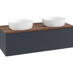 V&b antao servantskap 1 skuff rillet 1200x360x500 for 2 serv. u/kranhull blå/valnøtt