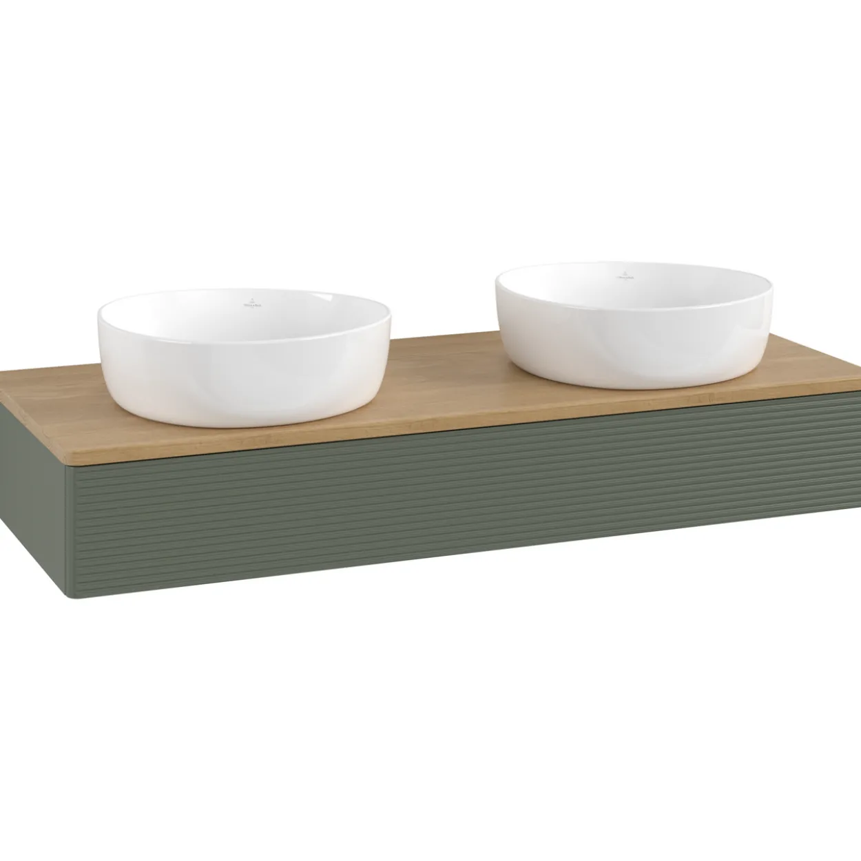 V&b antao servantskap 1 skuff rillet 1200x190x500 for 2 serv. u/kranhull grønn/eik