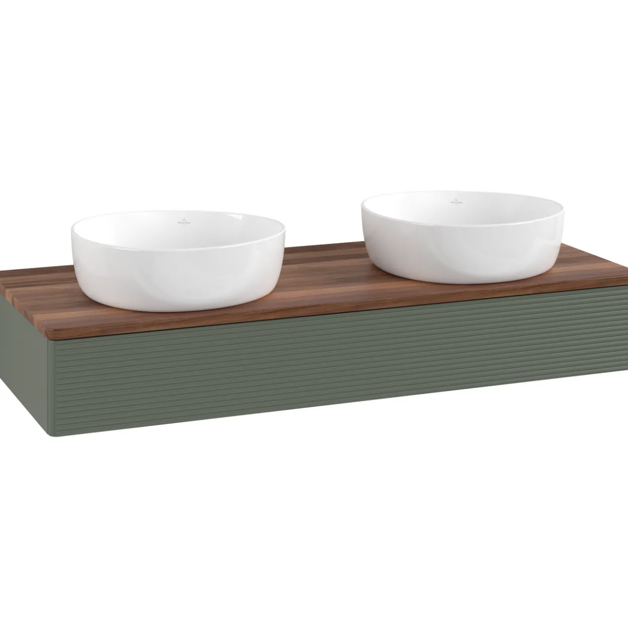 V&b antao servantskap 1 skuff rillet 1200x190x500 for 2 serv. u/kranhull grønn/valnøtt