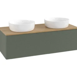 V&b antao servantskap 1 skuff rillet 1200x360x500 for 2 serv. u/kranhull grønn/eik