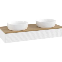 V&b antao servantskap 1 skuff rillet 1200x190x500 for 2 serv. u/kranhull matt hvit/eik