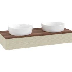 V&b antao servantskap 1 skuff rillet 1200x190x500 for 2 serv. u/kranhull silkegrå/valnøtt