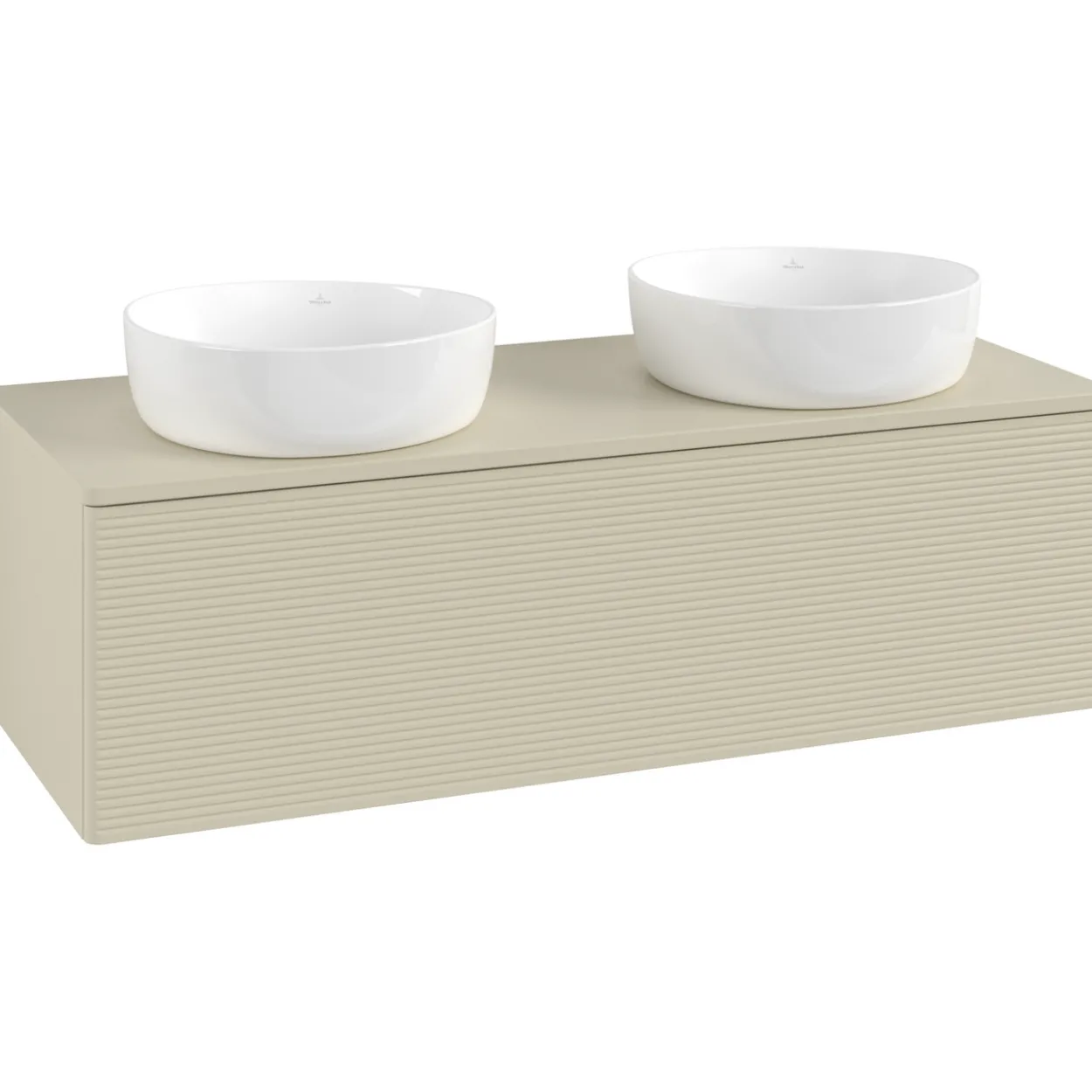 V&b antao servantskap 1 skuff rillet 1200x360x500 for 2 serv. u/kranhull silkegrå