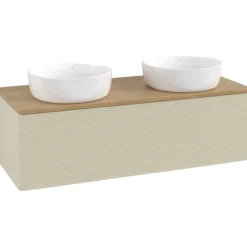 V&b antao servantskap 1 skuff rillet 1200x360x500 for 2 serv. u/kranhull silkegrå/eik