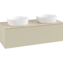 V&b antao servantskap 1 skuff rillet 1200x360x500 for 2 serv. u/kranhull silkegrå/créme