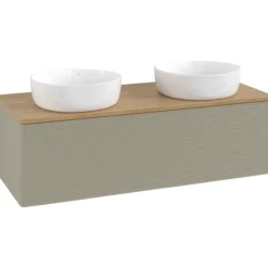 V&b antao servantskap 1 skuff rillet 1200x360x500 for 2 serv. u/kranhull stengrå/eik