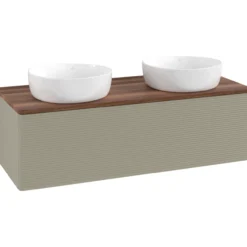 V&b antao servantskap 1 skuff rillet 1200x360x500 for 2 serv. u/kranhull stengrå/valnøtt