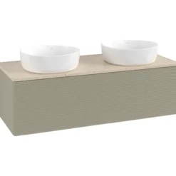 V&b antao servantskap 1 skuff rillet 1200x360x500 for 2 serv. u/kranhull stengrå/créme