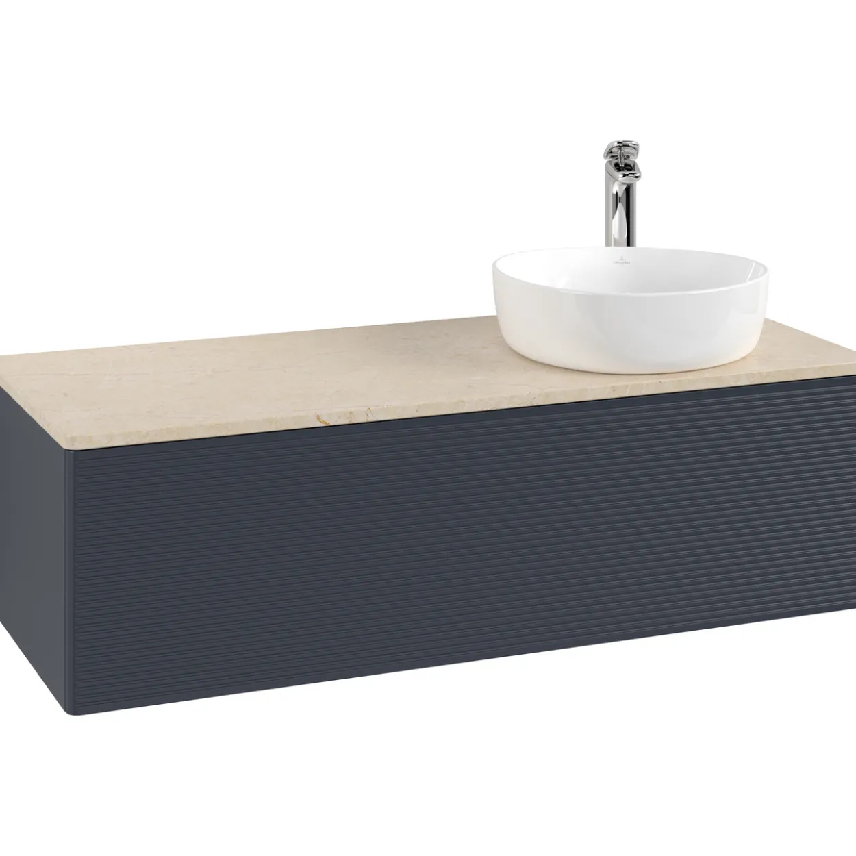 V&b antao servantskap 1 skuff rillet 1200x360x500 høyre m/kranhull blå/créme