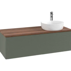 V&b antao servantskap 1 skuff rillet 1200x360x500 høyre m/kranhull grønn/valnøtt