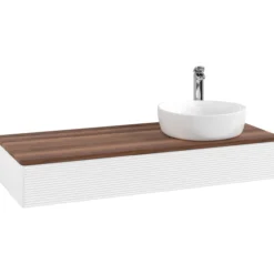 V&b antao servantskap 1 skuff rillet 1200x190x500 høyre m/kranhull matt hvit/valnøtt