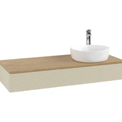 V&b antao servantskap 1 skuff rillet 1200x190x500 høyre m/kranhull silkegrå/eik