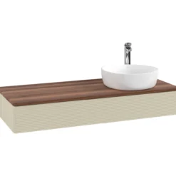 V&b antao servantskap 1 skuff rillet 1200x190x500 høyre m/kranhull silkegrå/valnøtt