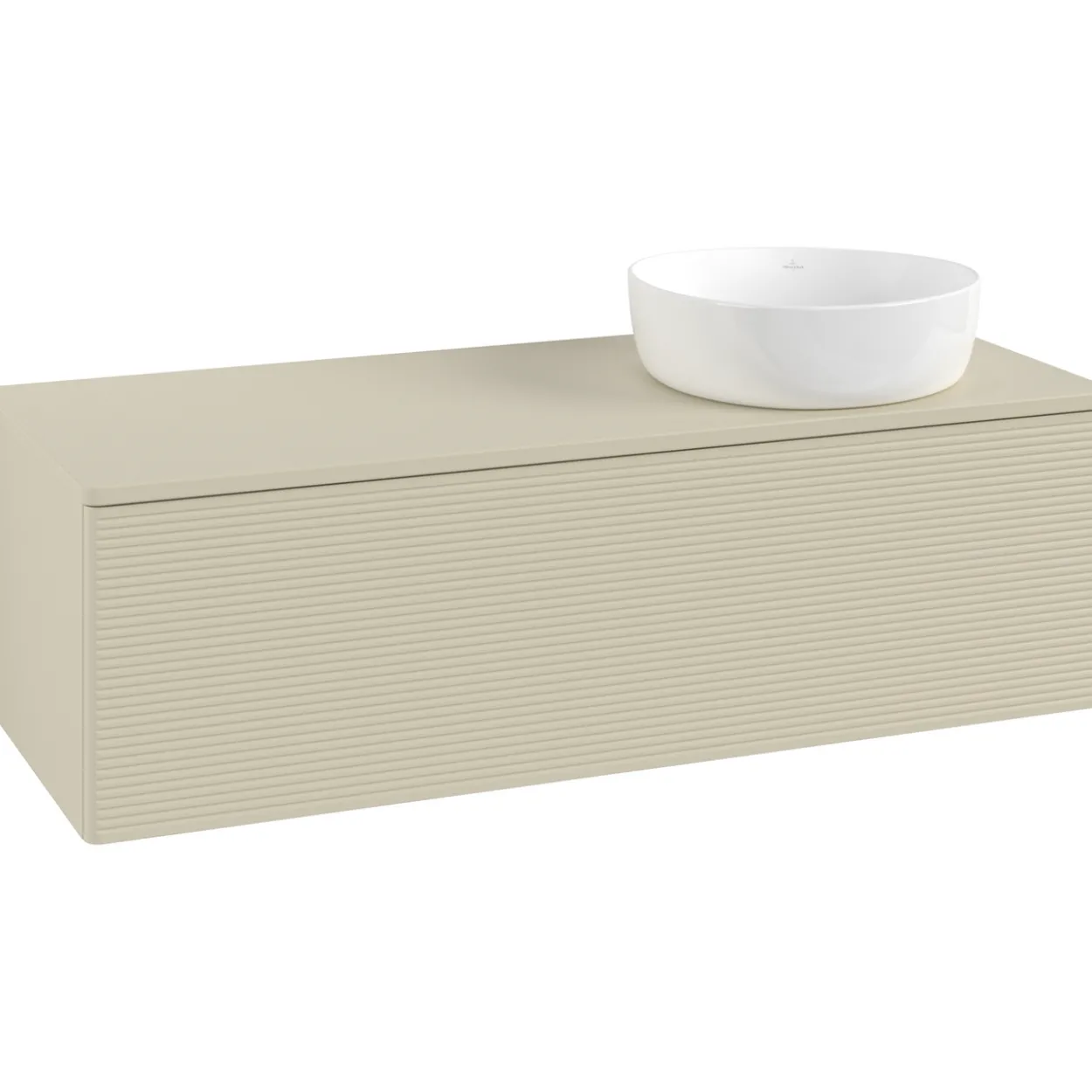 V&b antao servantskap 1 skuff rillet 1200x360x500 høyre m/kranhull silkegrå