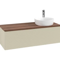 V&b antao servantskap 1 skuff rillet 1200x360x500 høyre m/kranhull silkegrå/valnøtt