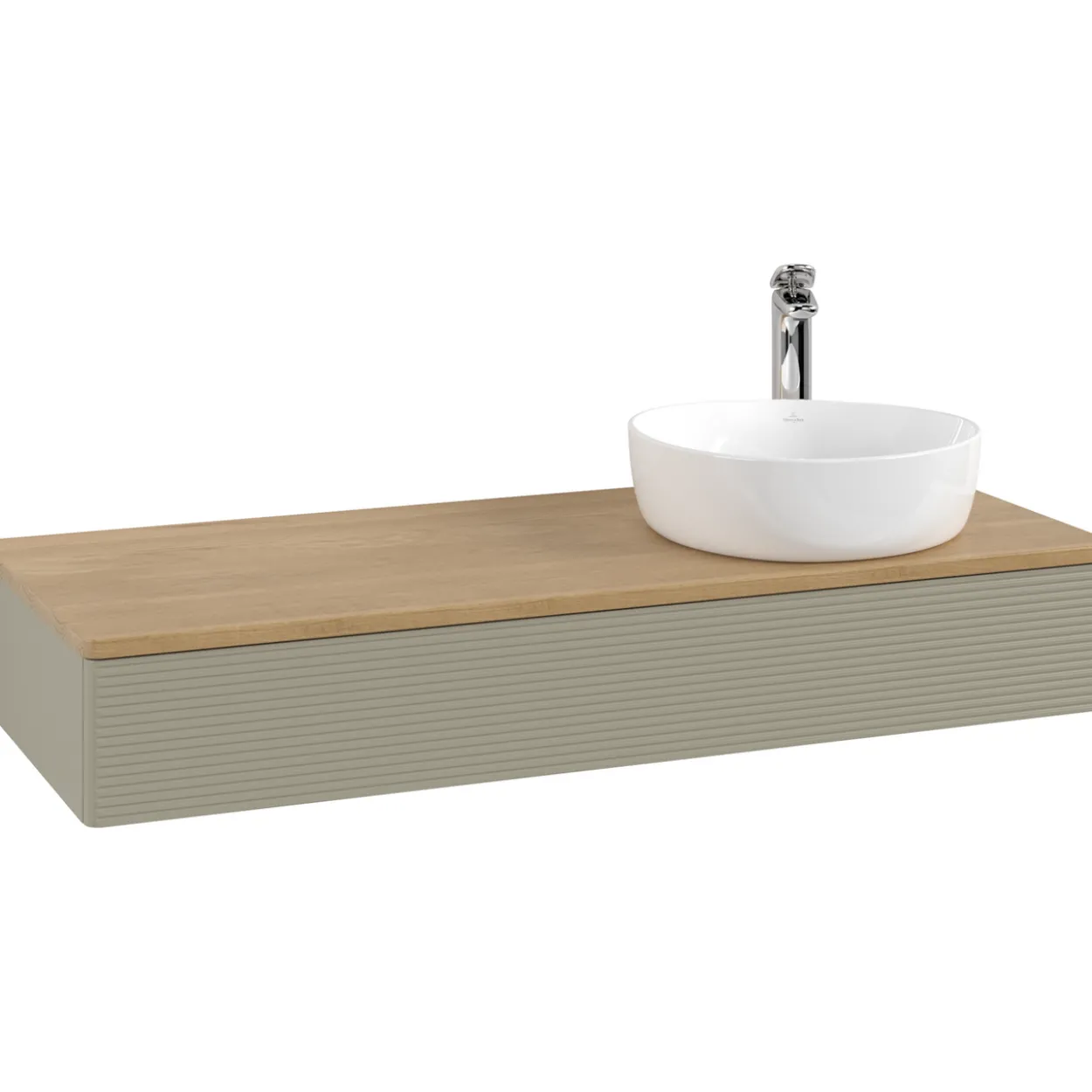 V&b antao servantskap 1 skuff rillet 1200x190x500 høyre m/kranhull stengrå/eik