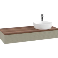 V&b antao servantskap 1 skuff rillet 1200x190x500 høyre m/kranhull stengrå/valnøtt