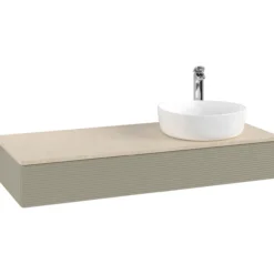 V&b antao servantskap 1 skuff rillet 1200x190x500 høyre m/kranhull stengrå/créme