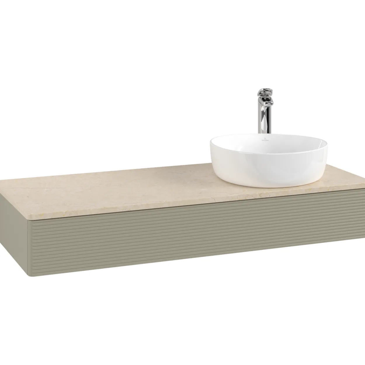 V&b antao servantskap 1 skuff rillet 1200x190x500 høyre m/kranhull stengrå/créme