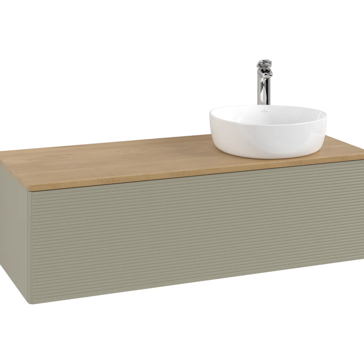 V&b antao servantskap 1 skuff rillet 1200x360x500 høyre m/kranhull stengrå/eik