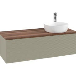 V&b antao servantskap 1 skuff rillet 1200x360x500 høyre m/kranhull stengrå/valnøtt