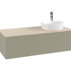 V&b antao servantskap 1 skuff rillet 1200x360x500 høyre m/kranhull stengrå/créme