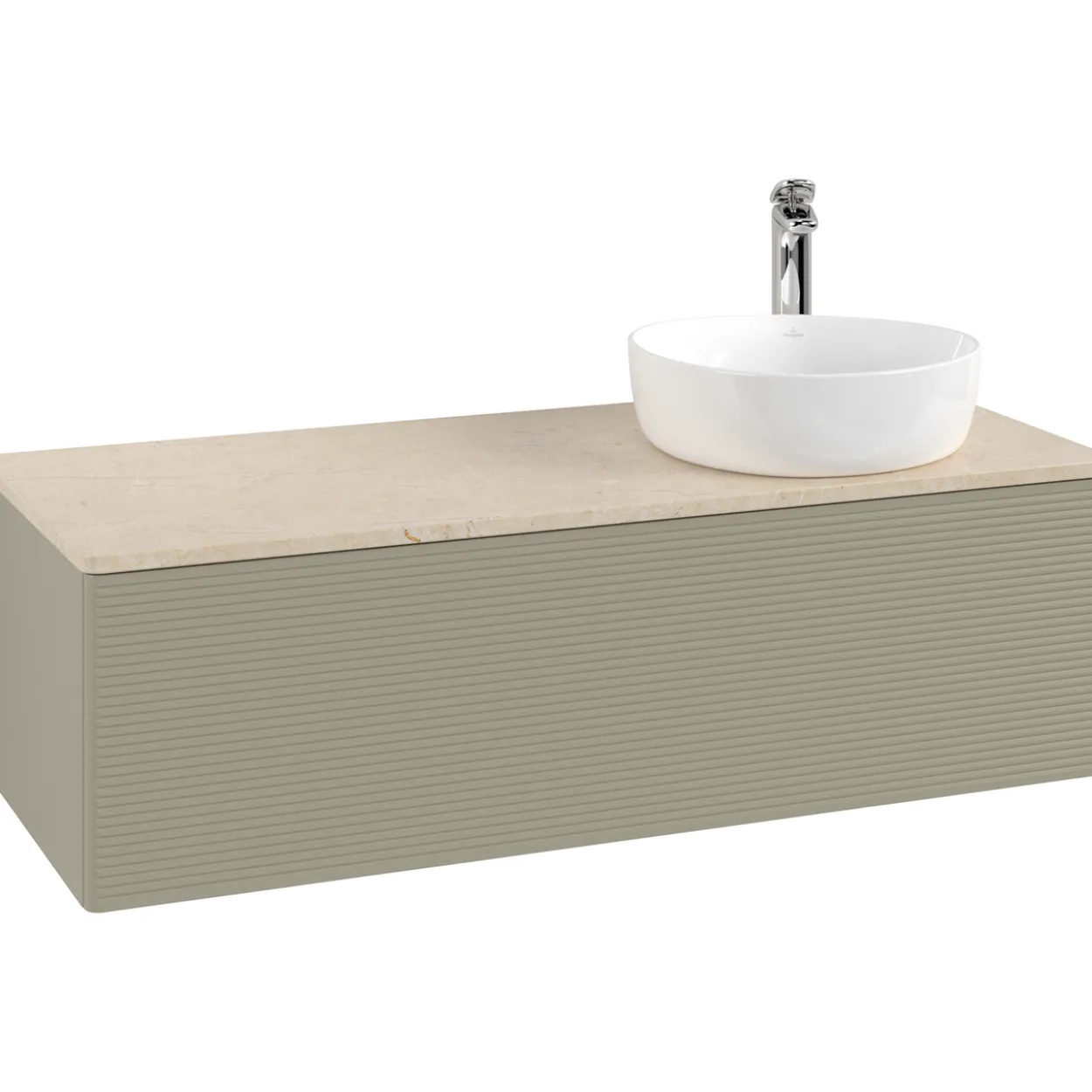 V&b antao servantskap 1 skuff rillet 1200x360x500 høyre m/kranhull stengrå/créme
