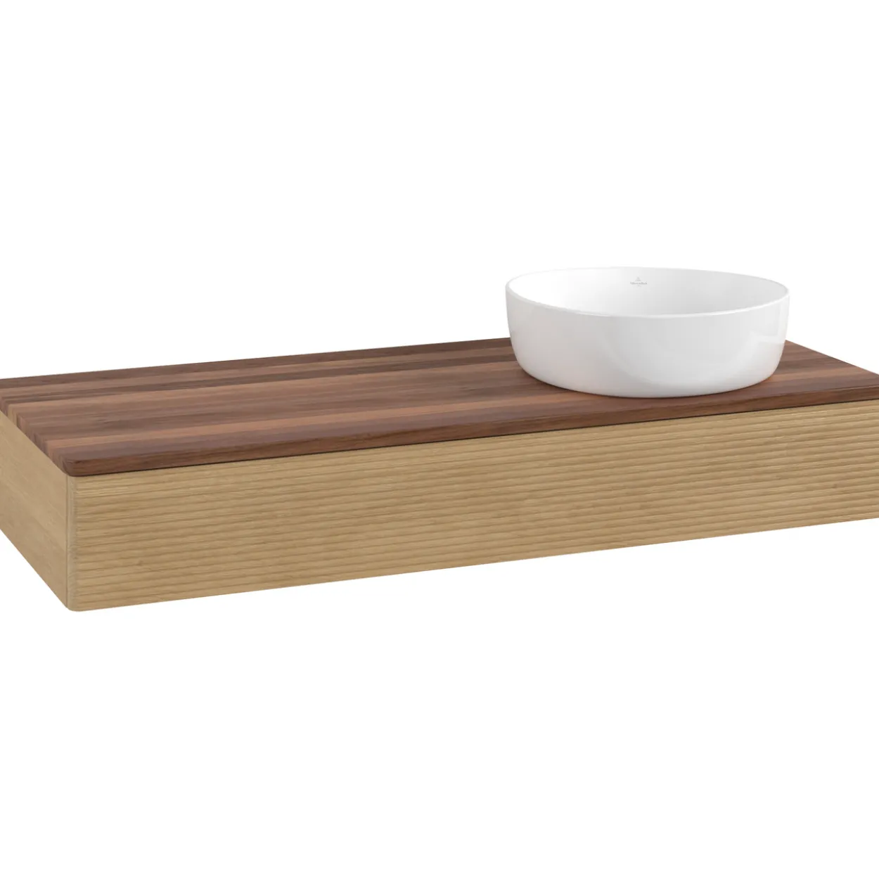 V&b antao servantskap 1 skuff rillet 1200x190x500 høyre u/kranhull eik/valnøtt