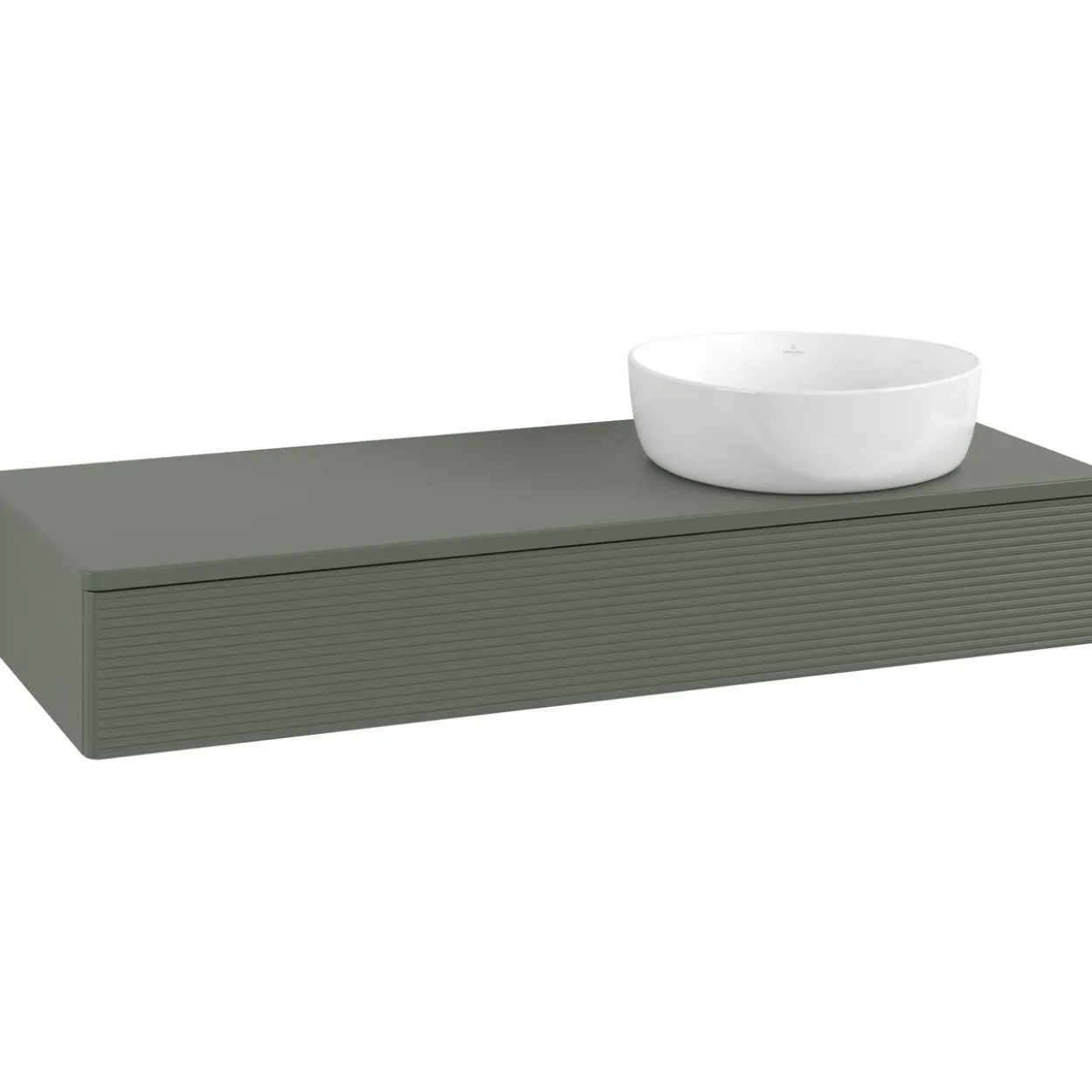 V&b antao servantskap 1 skuff rillet 1200x190x500 høyre u/kranhull grønn