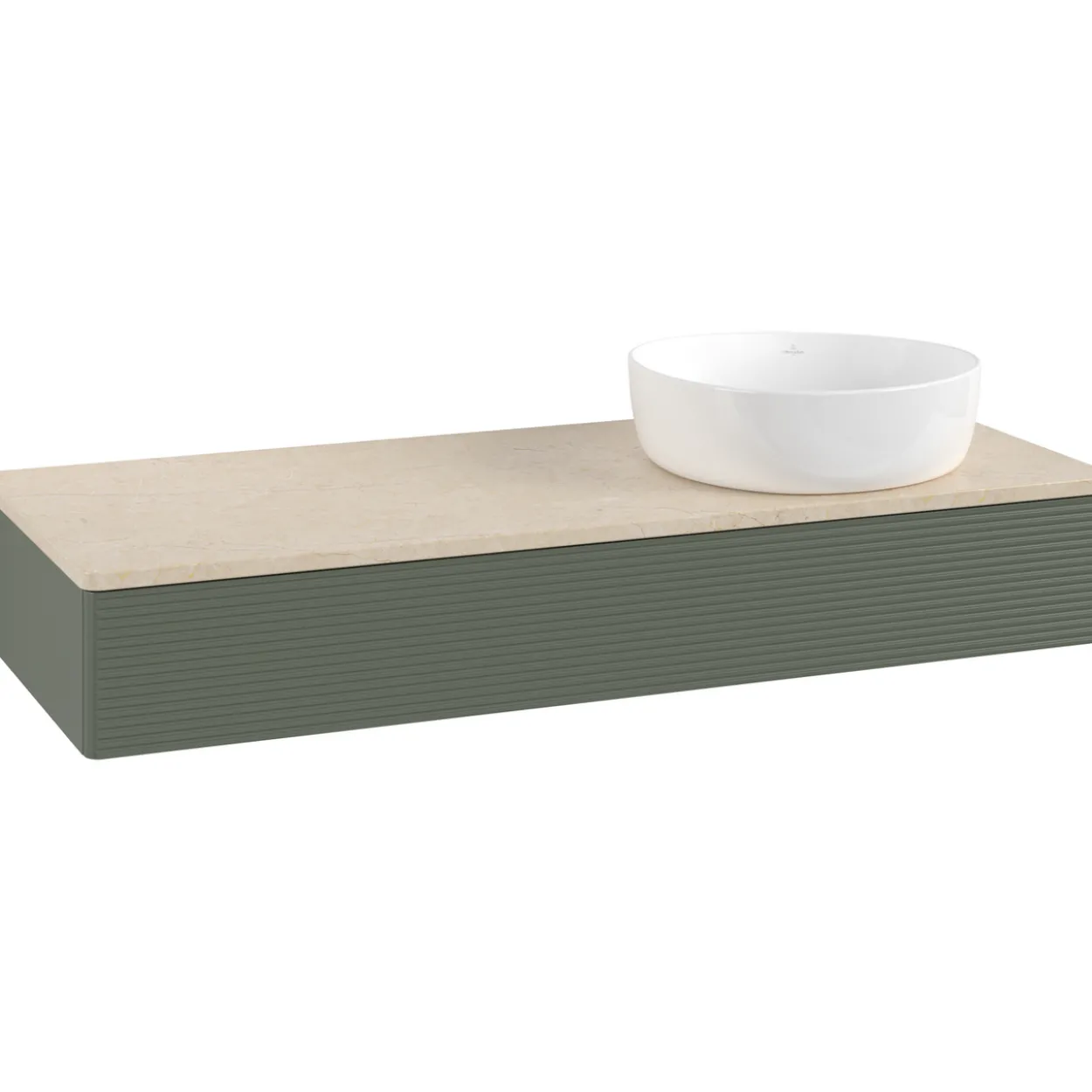V&b antao servantskap 1 skuff rillet 1200x190x500 høyre u/kranhull grønn/créme