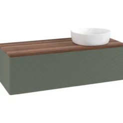 V&b antao servantskap 1 skuff rillet 1200x360x500 høyre u/kranhull grønn/valnøtt