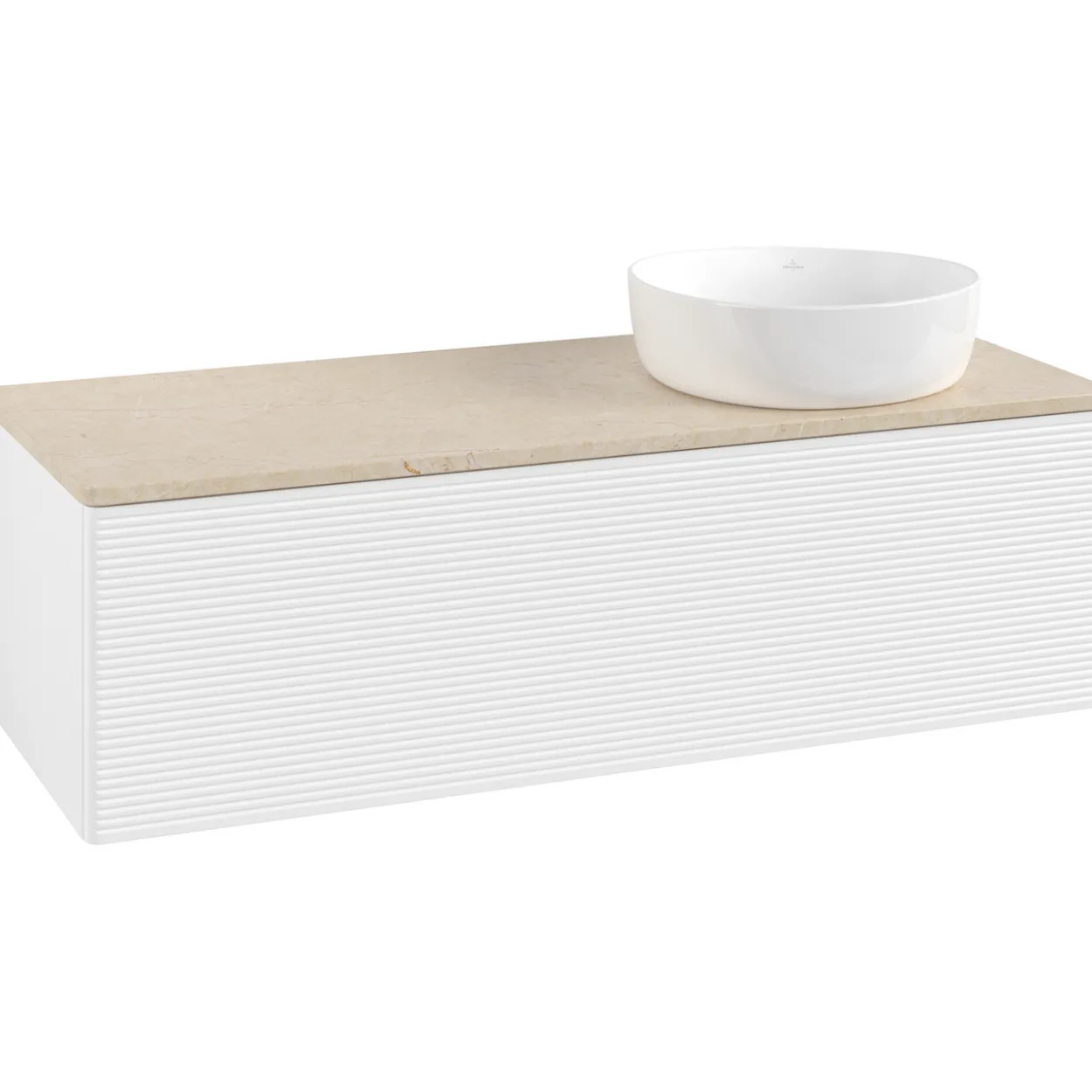 V&b antao servantskap 1 skuff rillet 1200x360x500 høyre u/kranhull matt hvit/créme