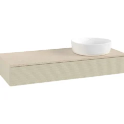 V&b antao servantskap 1 skuff rillet 1200x190x500 høyre u/kranhull silkegrå/créme