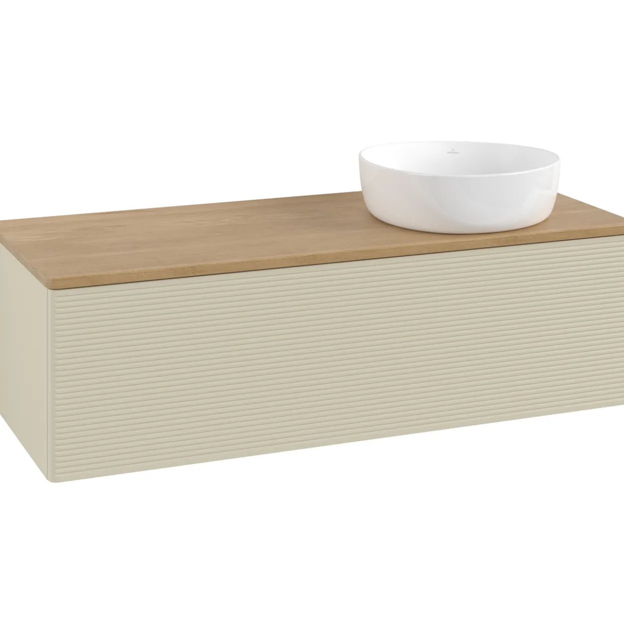 V&b antao servantskap 1 skuff rillet 1200x360x500 høyre u/kranhull silkegrå/eik
