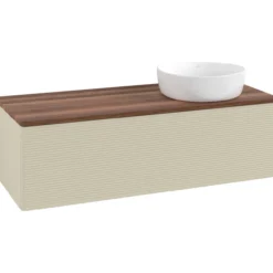 V&b antao servantskap 1 skuff rillet 1200x360x500 høyre u/kranhull silkegrå/valnøtt