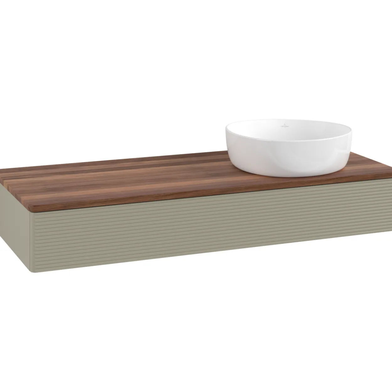 V&b antao servantskap 1 skuff rillet 1200x190x500 høyre u/kranhull stengrå/valnøtt