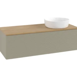V&b antao servantskap 1 skuff rillet 1200x360x500 høyre u/kranhull stengrå/eik
