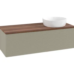 V&b antao servantskap 1 skuff rillet 1200x360x500 høyre u/kranhull stengrå/valnøtt